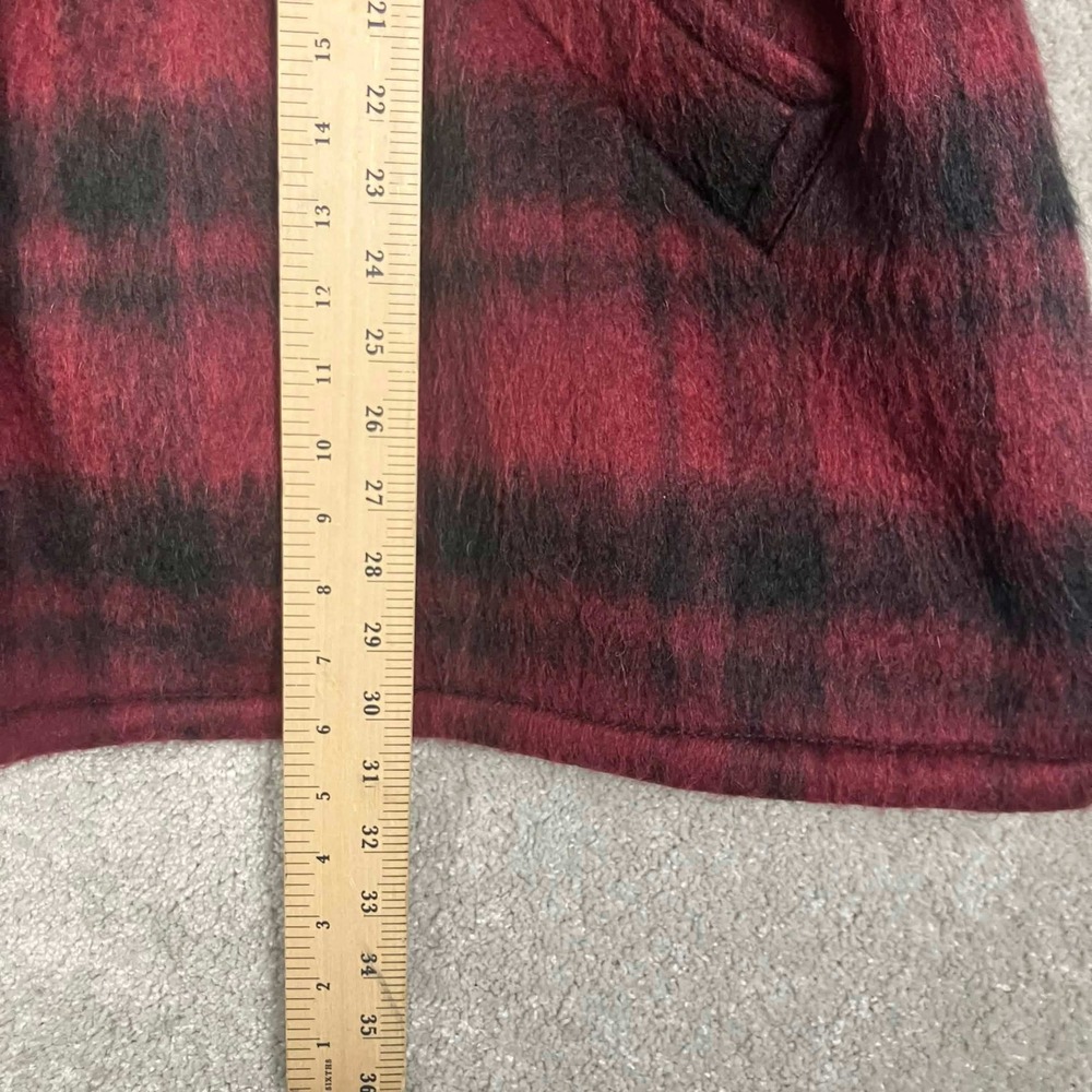 Coach Cape Coat Womens M/L Red Plaid Alpaca Wool Blend Hooded Belted Poncho - Picture 7 of 8